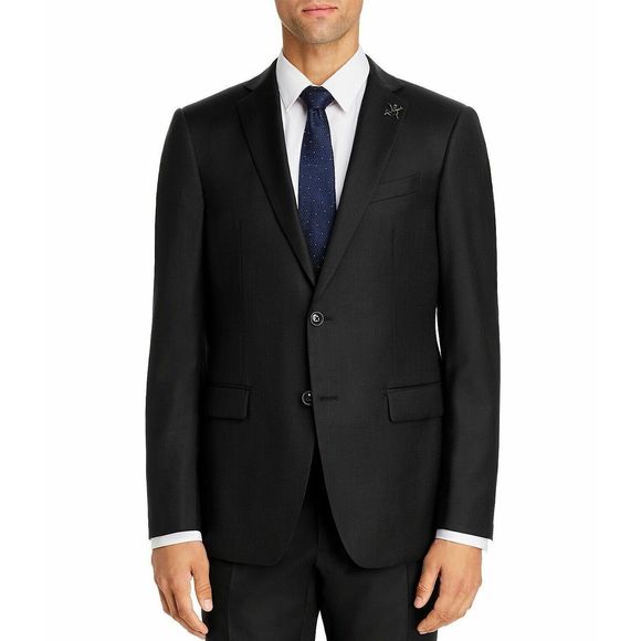 John Varvatos Star Tonal Dotted Black Slim Fit Suit Jacket Sports Coat 40 S 40S